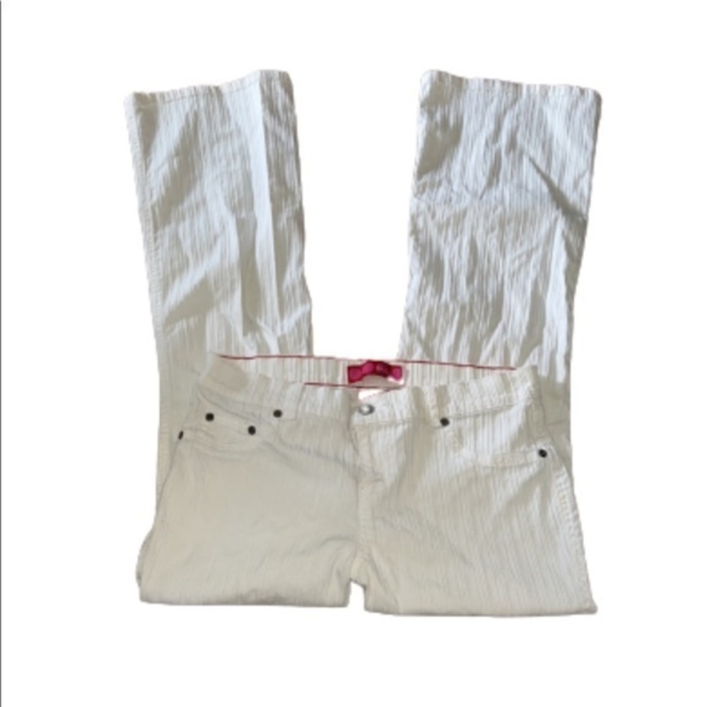 Glo white ruched stripe 5 pocket wide leg jeans size 9